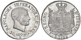 BOLOGNA Napoleone I (1805-1814) 5 Lire 1809 - Gig. 99 AG (g 25,00) R Bel metallo lucente, segnetti al D/, ottimo esemplare.

Status: SPL-FDC
