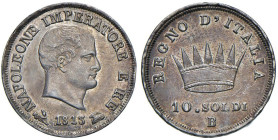 BOLOGNA Napoleone I (1805-1814) 10 Soldi 1813 - Gig. 183 AG (g 1,50) RRR Millesimo rarissimo da reperirsi nella massima conservazione.

Status: FDC