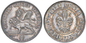 FIRENZE Governo provvisorio della Toscana (1859) Fiorino 1859 - MIR 467 AG Lievissimi hairlines, rilievi praticamente integri.

Status: qFDC