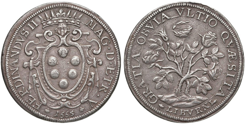 LIVORNO Ferdinando II de Medici (1621-1670) Pezza della rosa 1665 - MIR 61 AG (g...