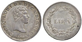 LUCCA Carlo Ludovico di Borbone (1824-1847) Lira 1837 - Gig. 3 AG (g 4,66) RR Esemplare di conservazione eccezionale con una bellissima e delicata pat...