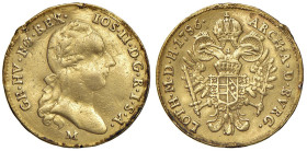 MILANO Giuseppe II d'Asburgo Lorena (1780-1790) Zecchino 1786 - MIR 458/1 AU (g 3,43) RR Da montatura asportata.

Status: qBB
