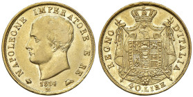 MILANO Napoleone I (1805-1814) 40 Lire 1814 Puntali sagomati - Gig. 82 AU (g 12,86) Metallo ancora brillante al R/.

Status: BB-SPL