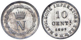 MILANO Napoleone I (1805-1814) 10 Centesimi 1809 - Gig. 198 MI (g 1,99) Tracce di ribattitura.

Status: FDC