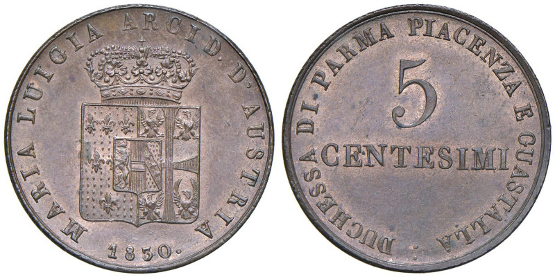 PARMA Maria Luigia d'Austria (1815-1847) 5 Centesimi 1830 - Gig. 14 CU (g 10,00)...