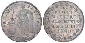 VENEZIA Paolo Renier (1779-1789) Osella 1780 An. II - Pao. 263 AG TOP POP, miglior esemplare certificato NGC, in slab MS65 n° 6771619-004.

Status: ...