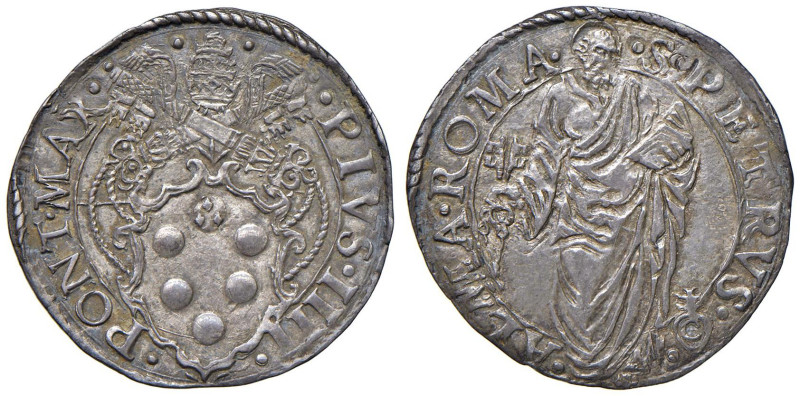 Pio IV (1559-1565) Giulio - Munt. 32 AG (g 3,25) Tipologia comune, ma molto rara...