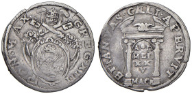 Gregorio XIII (1572-1585) Macerata - Giulio 1575 Giubilleo - Munt. 435 AG (g 3,00) RRRR Fratture di tondello. Esemplare ben superiore a quello della C...