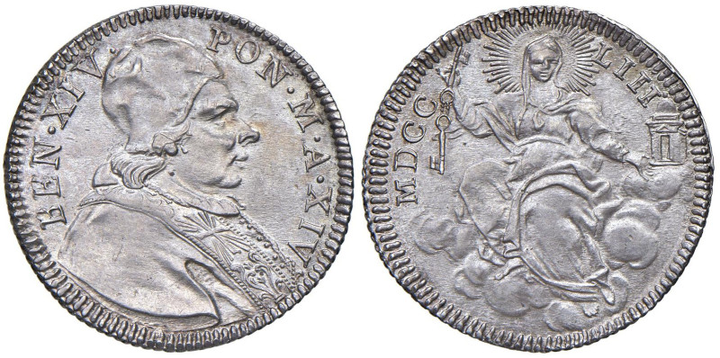 Benedetto XIV (1740-1758) Doppio giulio 1753 An. XIV - Munt. 51 AG (g 5,31) R Ne...
