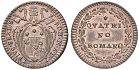 Pio VI (1775-1799) Quattrino An. IX - Nomisma 219 CU (g 2,43) Rame rosso.

Status: FDC