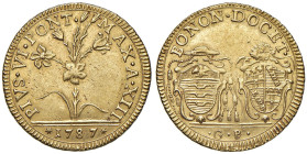 Pio VI (1775-1799) Bologna - 2 Doppie 1787 An. XIII - Munt. 168 AU (g 10,94) R

Status: SPL