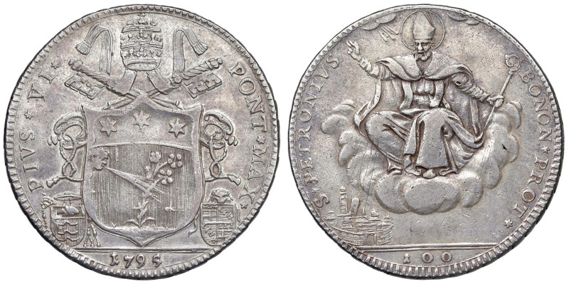 Pio VI (1775-1799) Bologna - Scudo da 100 bolognini 1795 - AG (g 27,39) R

Sta...