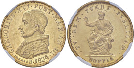 Gregorio XVI (1831-1846) Bologna - Doppia 1834 An. III - Nomisma 349 AU R In slab NGC MS62 n° 2131601-026.

Status: MS62