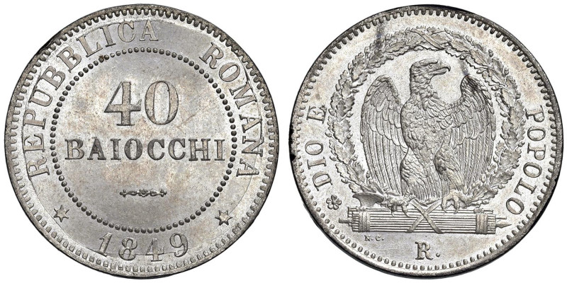 Seconda repubblica romana (1848-1849) 40 Baiocchi 1849 - Nomisma 577 MI (g 19,77...