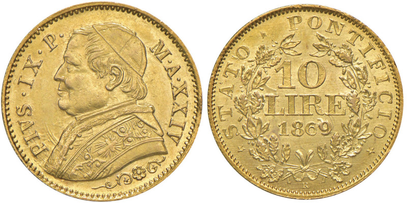 Pio IX (1846-1878) 10 Lire 1869 An. XXIV - Nomisma 856 AU (g 3,23) RR

Status:...