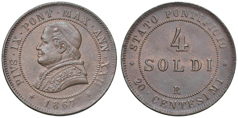 Pio IX (1846-1878) 4 Soldi 1867 An. XXII - Nomisma 895 CU (g 19,69)

Status: F...
