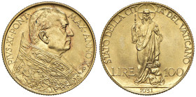 Pio XI (1922-1939) 100 Lire 1931 An. X - Nomisma 913 AU R Minimo colpetto al bordo.

Status: FDC