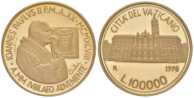 Giovanni Paolo II (1978-2005) 100.000 Lire 1998 Verso l'anno Santo del 2000 - AU (917/1000) (g 15,00) In scatola originale.

Status: PROOF