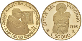 Giovanni Paolo II (1978-2005) 50.000 Lire 1998 Verso l'anno Santo del 2000 - AU (917/1000) (g 7,50) In scatola originale.

Status: PROOF