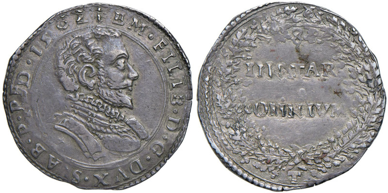 Emanuele Filiberto (1553-1580) Lira 1562 P - MIR 506/b var. AG (g 12,56) RRR Var...