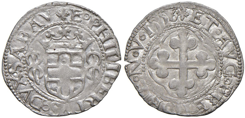 Emanuele Filiberto (1553-1580) Grosso 1° tipo 1556 - Aosta - MIR 529c MI (1,98) ...