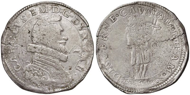 Carlo Emanuele I (1580-1630) 9 Fiorini 1614 - MIR 617a AG (g 25,45) RRR Questo s...