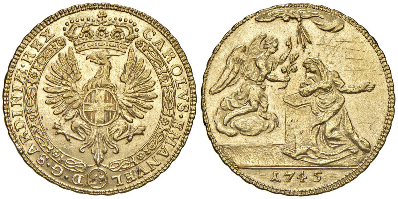 Carlo Emanuele III (1730-1755) 4 Zecchini 1745 - Nomisma 1; MIR 914a AU (g 13,81...