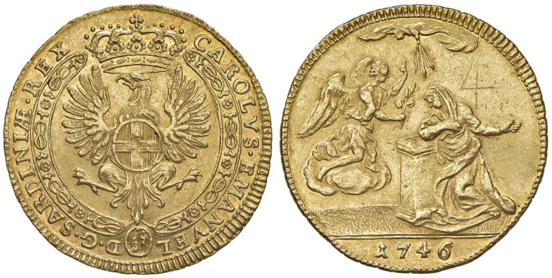 Carlo Emanuele III (1730-1755) 4 Zecchini 1746 - Nomisma 2; MIR 914a (R5) AU (g ...