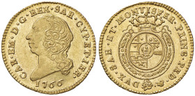 Carlo Emanuele III (1755-1773) Mezza doppia 1766 - Nomisma 140 AU (g 4,80) RRR

Status: SPL-FDC