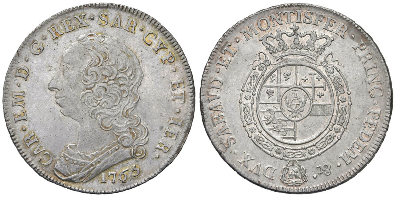 Carlo Emanuele III (1755-1773) Scudo 1765 - Nomisma 157; MIR 946h AG (g 35,18) O...