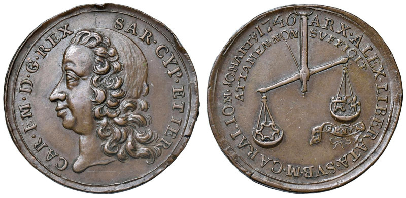 Carlo Emanuele III (1730-1773) Medaglia 1746 Liberazione della città di Alessand...