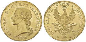 Vittorio Amedeo III (1773-1796) Carlino da 5 doppie 1786 - Nomisma 274; MIR 979 AU (g 45,62) RR Esemplare di straordinaria qualità! Prestigioso massim...