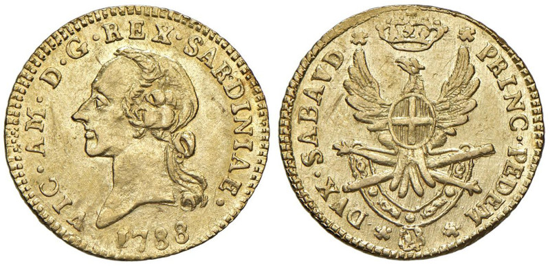 Vittorio Amedeo III (1773-1796) Mezza doppia 1788 - Nomisma 310 AU (g 4,55) NC
...