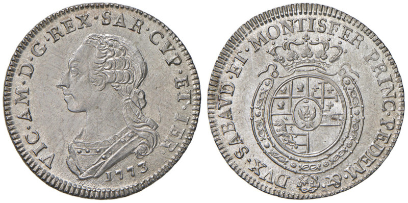 Vittorio Amedeo III (1773-1796) Quarto di scudo 1773 - Nomisma 346 AG (g 8,85) R...
