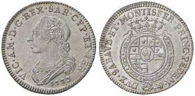 Vittorio Amedeo III (1773-1796) Quarto di scudo 1773 - Nomisma 346 AG (g 8,85) RR Esemplare in stato di conservazione eccezionale, dal magnifico lustr...