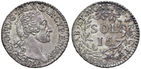 Vittorio Amedeo III (1773-1796) 15 Soldi 1794 - Nomisma 366 MI (g 4,93)

Status: SPL-FDC