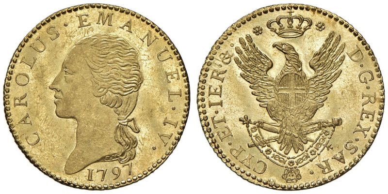 Carlo Emanuele IV (1796-1802) Doppia 1797 - Nomisma 474; MIR 1010a AU (g 9,12) R...