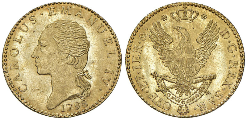 Carlo Emanuele IV (1796-1802) Doppia 1798 - Nomisma 475; MIR 1010b AU (g 9,12) R...