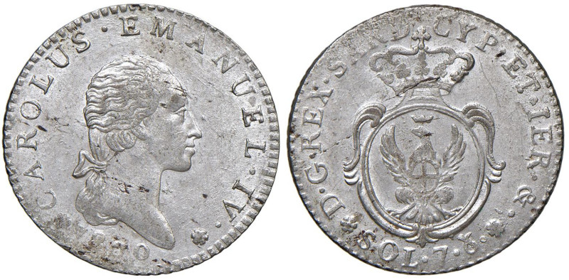 Carlo Emanuele IV (1796-1802) 7,6 Soldi 1800 - Nomisma 487 MI (g 5,02) R Ottima ...