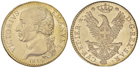 Vittorio Emanuele I (1802-1821) Doppia 1814 - Nomisma 498; Pag. 2 AU RRR Complessivamente, tra esemplari datati 1814 e 1815, furono coniate 23.697 dop...