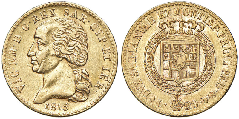 Vittorio Emanuele I (1802-1821) 20 Lire 1816 - Nomisma 508 AU RR

Status: BB-S...