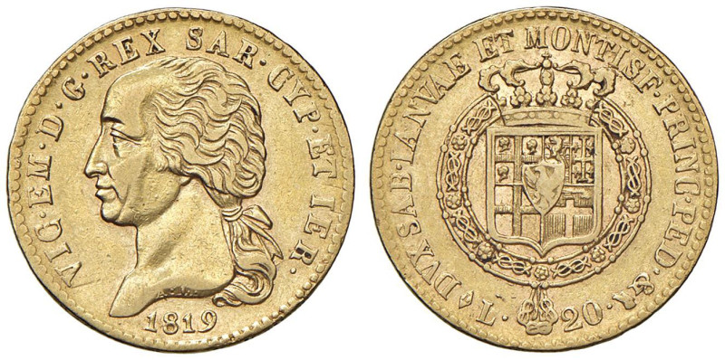 Vittorio Emanuele I (1802-1821) 20 Lire 1819 - Nomisma 511 AU R

Status: BB+