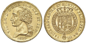 Vittorio Emanuele I (1802-1821) 20 Lire 1820 - Nomisma 512 AU R Esemplare di notevole conservazione per la tipologia, con rilievi alti e praticamente ...