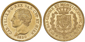 Carlo Felice (1821-1831) 80 Lire 1830 G - Nomisma 532 AU

Status: qFDC