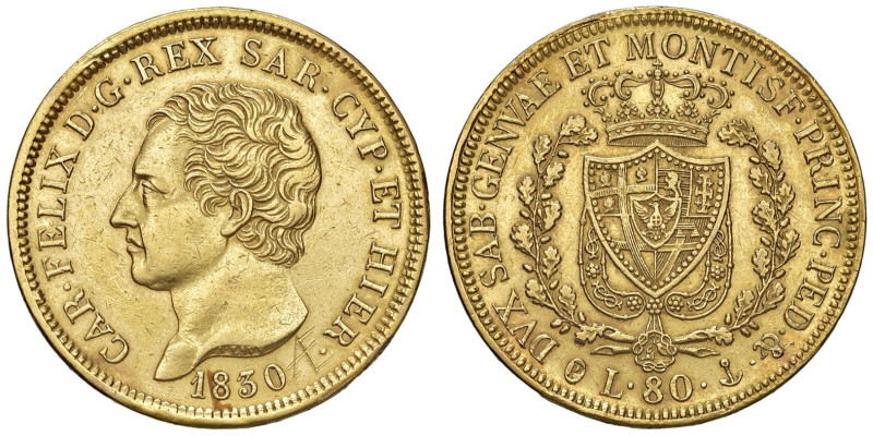 Carlo Felice (1821-1831) 80 Lire 1830 G - Nomisma 532 AU Graffi al D/.

Status...