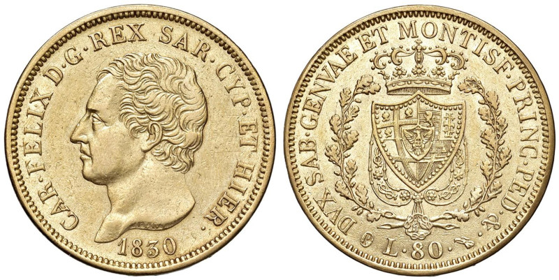 Carlo Felice (1821-1831) 80 Lire 1830 T - Nomisma 533 AU NC Segni di pulizia.
...