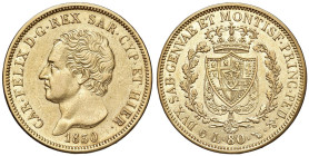 Carlo Felice (1821-1831) 80 Lire 1830 T - Nomisma 533 AU NC Segni di pulizia.

Status: BB