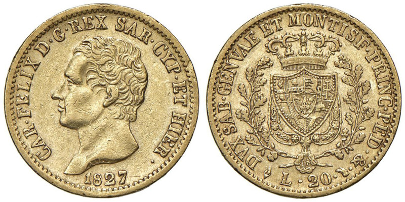 Carlo Felice (1821-1831) 20 Lire 1827 T - Nomisma 548 AU

Status: BB-SPL