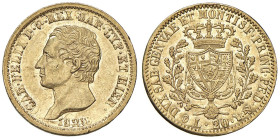 Carlo Felice (1821-1831) 20 Lire 1828 T (P) - Nomisma 550 AU R Evidente ribattitura al D/.

Status: SPL