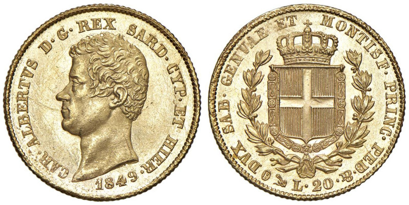 Carlo Alberto (1831-1849) 20 Lire 1849 G - Nomisma 665 AU Lievi segnettini al D/...